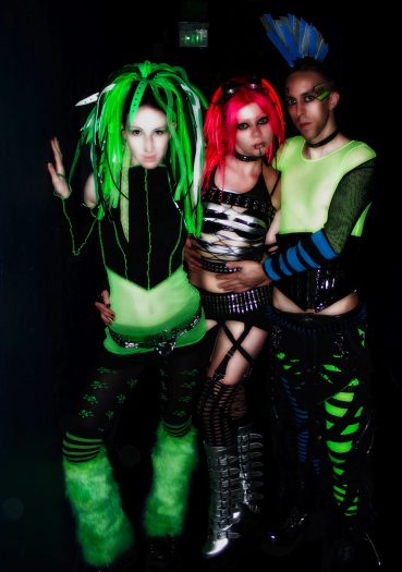 Colored Dreadlocks are a popular cybergoth accessory, if not hairstyle.